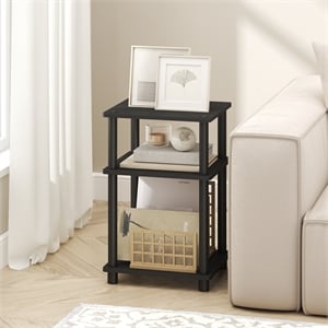 Furinno TURN-N-TUBE 3-Tier End Table Night Stand in Dark Americano