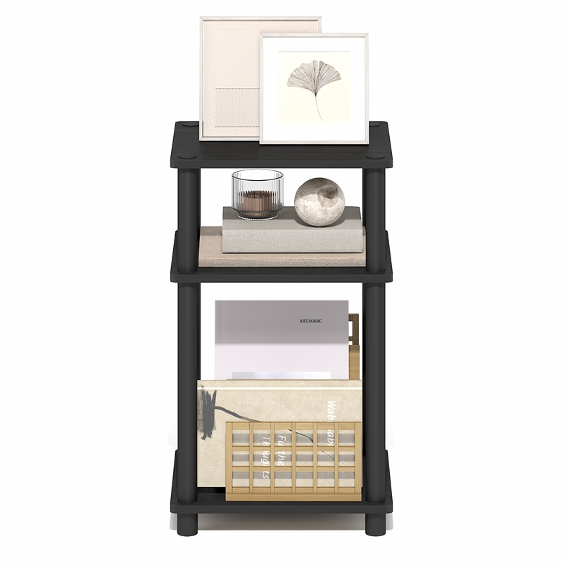 Furinno TURN-N-TUBE 3-Tier End Table Night Stand in Dark Americano