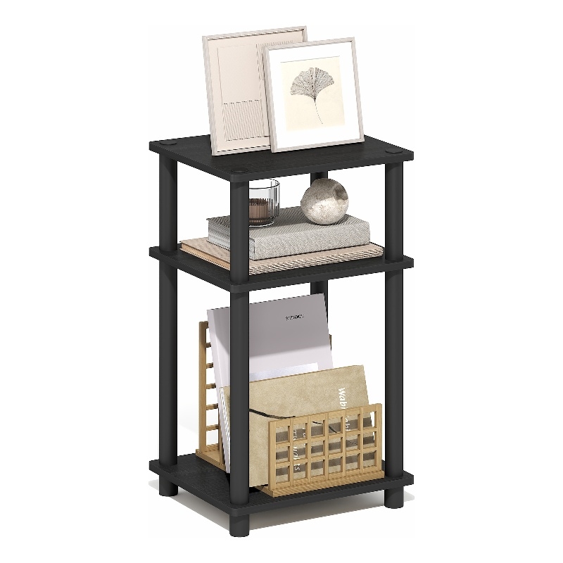 Furinno TURN-N-TUBE 3-Tier End Table Night Stand in Dark Americano