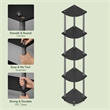 Furinno TURN-N-TUBE 5 Tier Corner Bookshelf in Plain Black