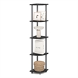 Furinno TURN-N-TUBE 5 Tier Corner Bookshelf in Plain Black