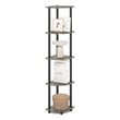 Furinno TURN-N-TUBE 5 Tier Corner Bookshelf in Grey Oak