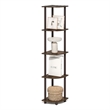 Furinno TURN-N-TUBE 5 Tier Corner Bookshelf in Black Walnut
