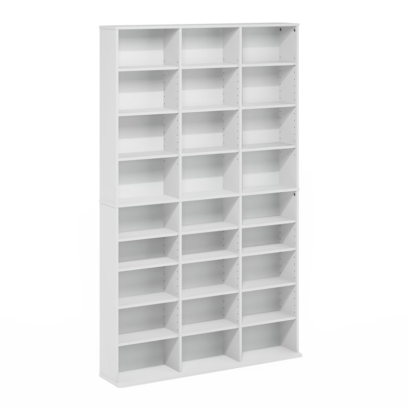Furinno JAYA 24-Shelf Media Storage Rack with AdJUSTable Shelves in Plain White