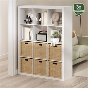Furinno CUBICLE 12-Cube Triple Thick Frame Cube Storage Organizer Plain White