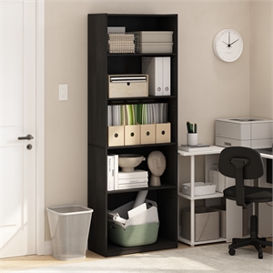 Furinno GEHRY 5-Tier Bookshelf with Adjustable Shelves in Darkwood