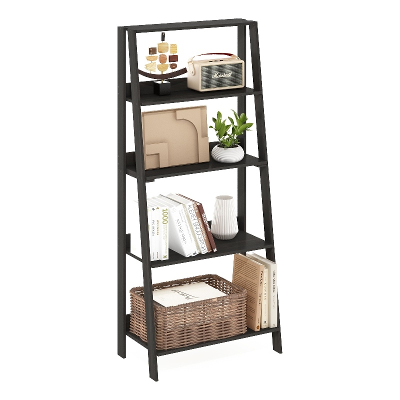 Furinno LADDER 5-Tier Ladder Display Storage Shelves in Black Espresso