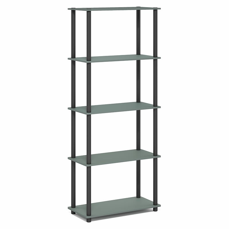 Furinno TURN-N-TUBE 5-Tier Corner Shelf Toolless Open Shelves in Sage Green