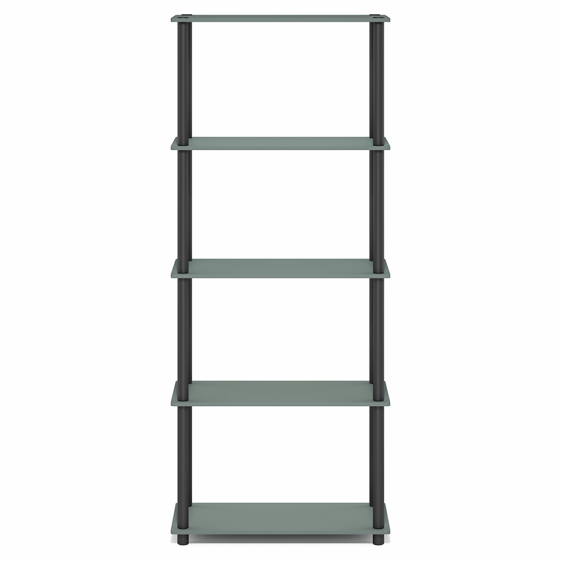 Furinno TURN-N-TUBE 5-Tier Corner Shelf Toolless Open Shelves in Sage Green