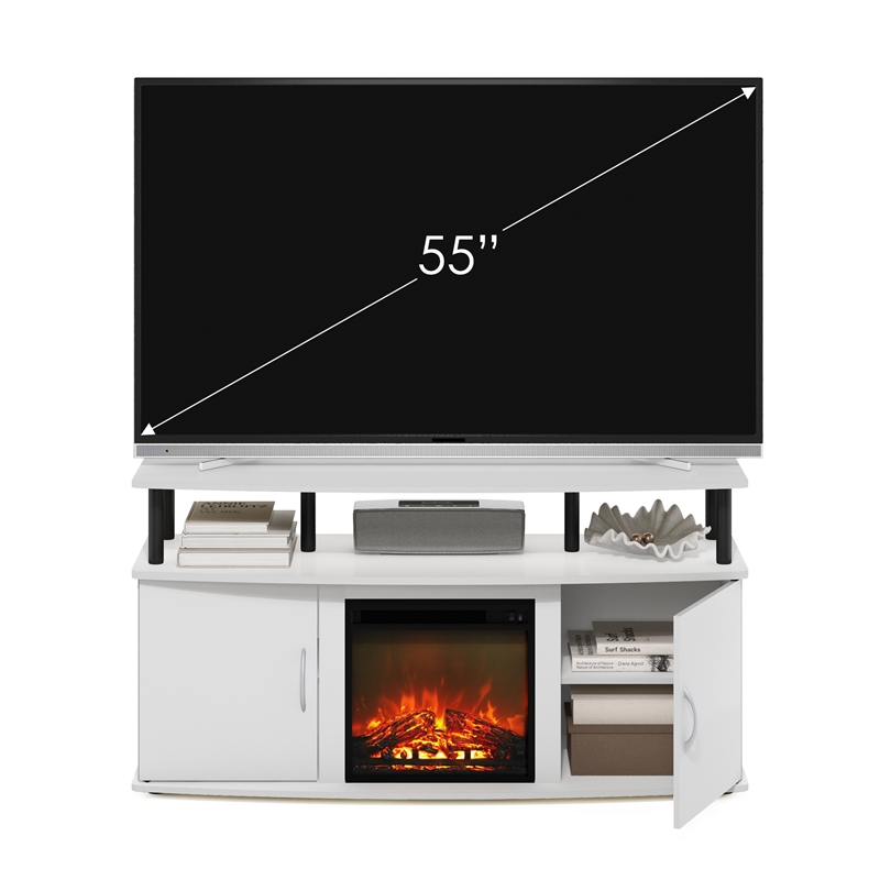 Furinno JENSEN Fireplace TV Stand for TV up to 55