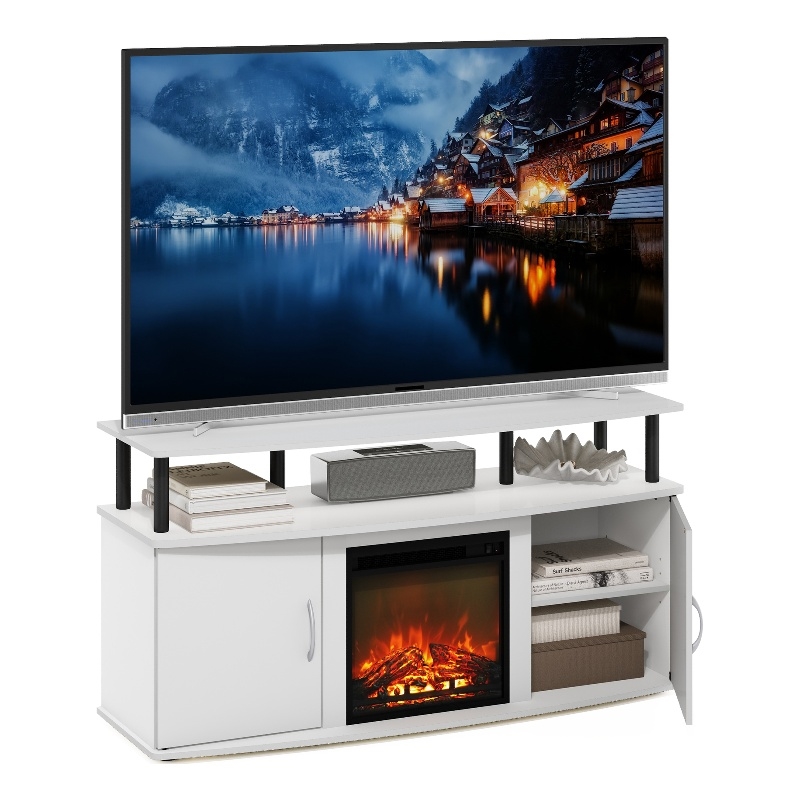 Furinno JENSEN Fireplace TV Stand for TV up to 55