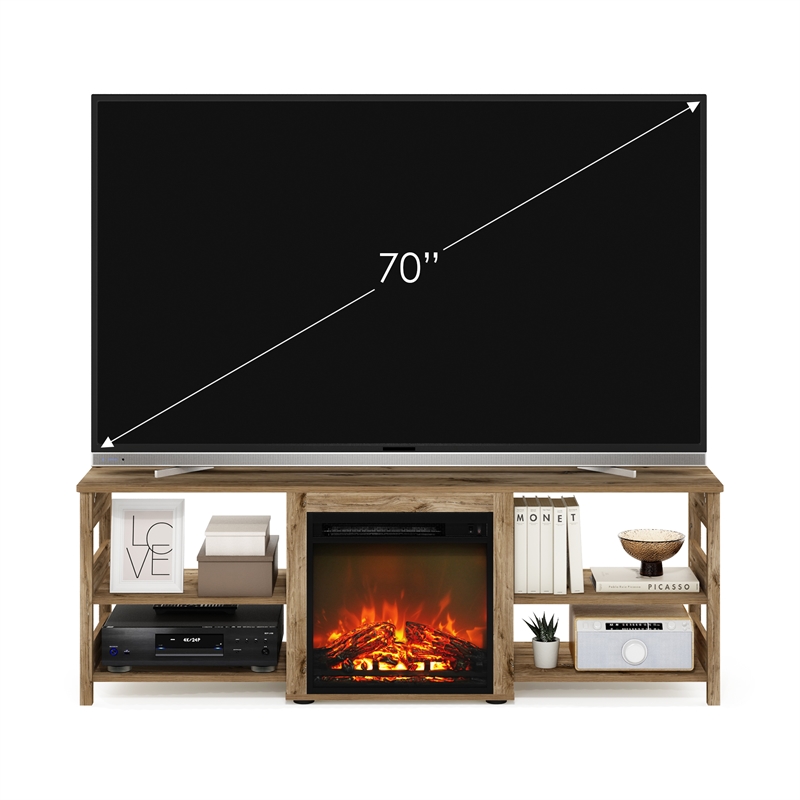 Furinno CLASSIC Fireplace TV Stand for TV up to 70