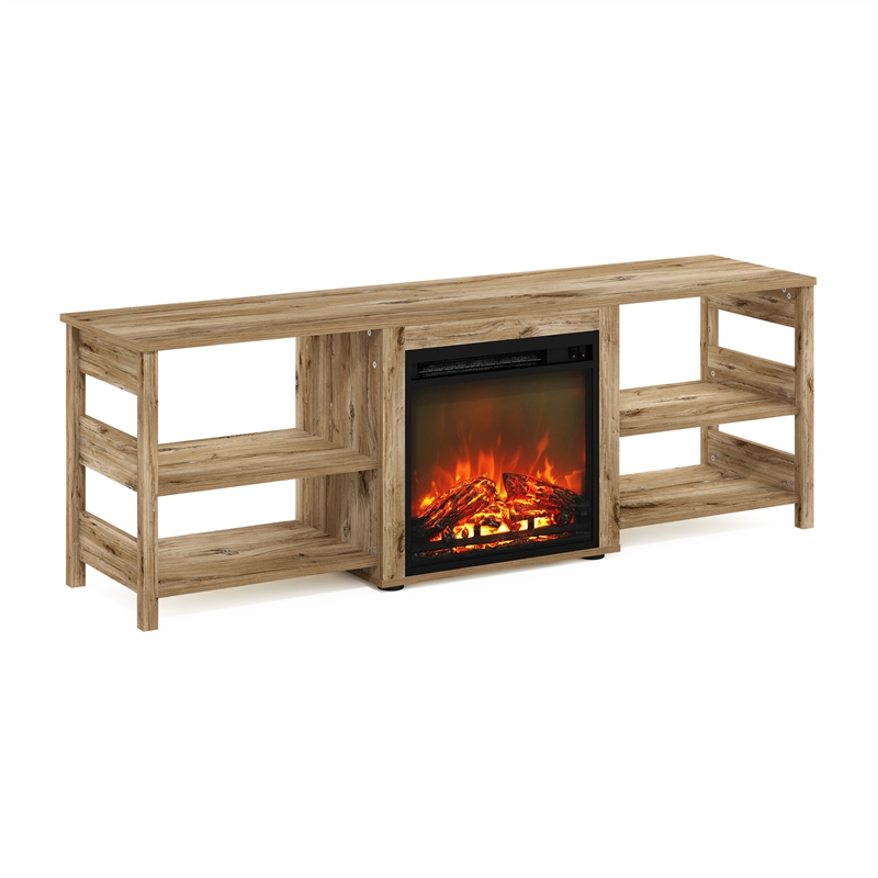 Furinno CLASSIC Fireplace TV Stand for TV up to 70