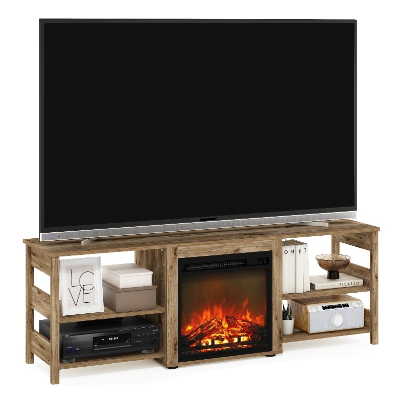 Furinno CLASSIC Fireplace TV Stand for TV up to 70