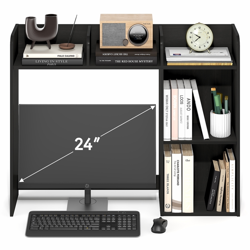 Furinno CLASSIC 5 Shelves Desk Shelf with Monitor Space in Espresso