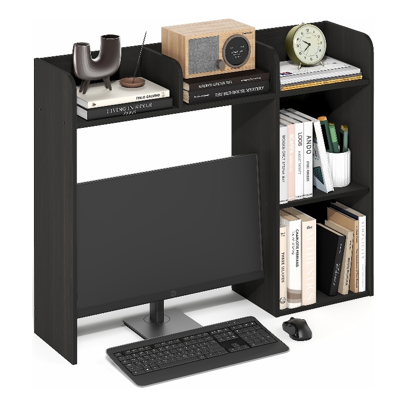 Furinno CLASSIC 5 Shelves Desk Shelf with Monitor Space in Espresso