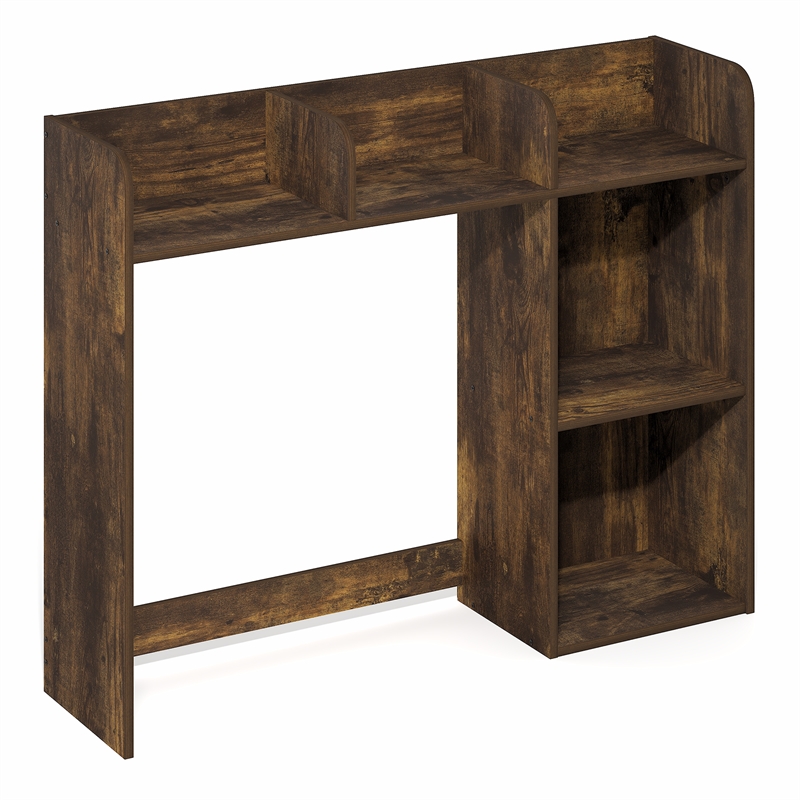 Furinno CLASSIC 5 Shelves Desk Shelf with Monitor Space in Amber Pine