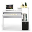 Furinno ECON Gaming Desk with Keyboard Tray and Storage Bin in Plain White