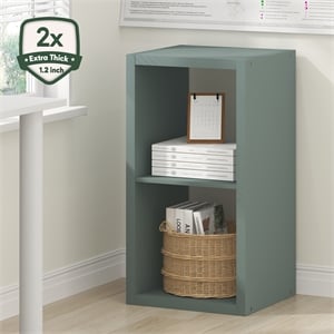 Furinno CUBICLE 2-Cube Thick Frame Reversible Open Back Bookcase Sage Green