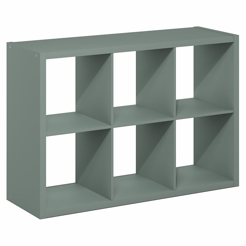 Furinno CUBICLE 6-Cube Thick Frame Reversible Open Back Bookcase Sage Green