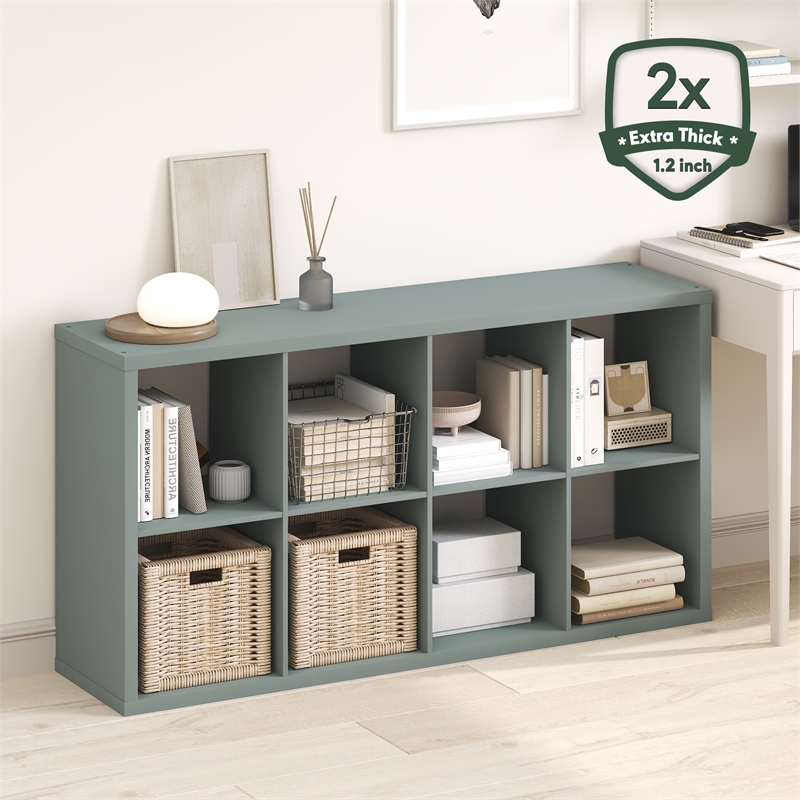 Furinno CUBICLE 8-Cube Thick Frame Reversible Open Back Bookcase Sage Green