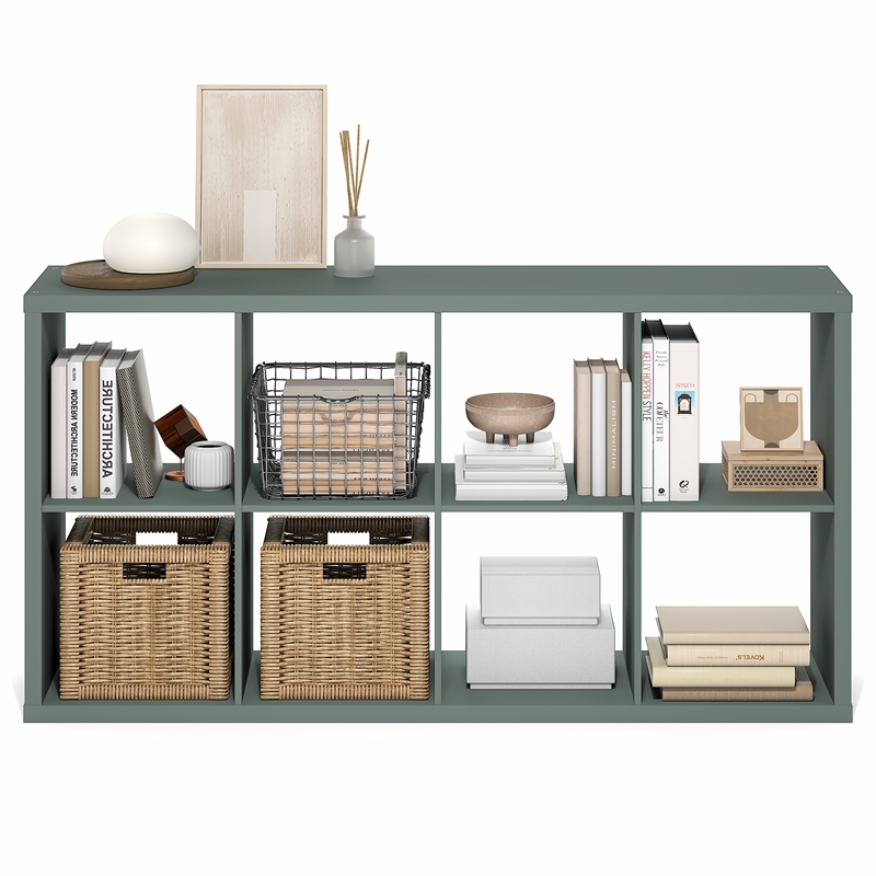 Furinno CUBICLE 8-Cube Thick Frame Reversible Open Back Bookcase Sage Green