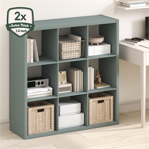 Furinno CUBICLE 9-Cube Thick Frame Reversible Open Back Bookcase Sage Green
