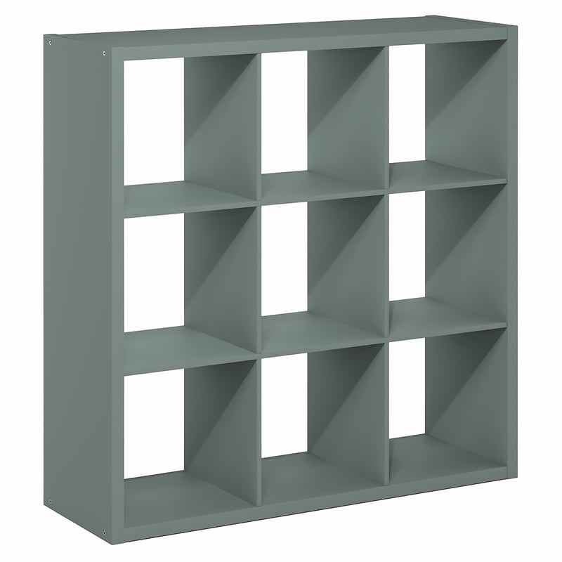 Furinno CUBICLE 9-Cube Thick Frame Reversible Open Back Bookcase Sage Green