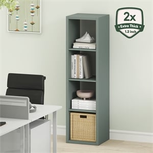 Furinno CUBICLE 4-Cube Thick Frame Reversible Open Back Bookcase Sage Green