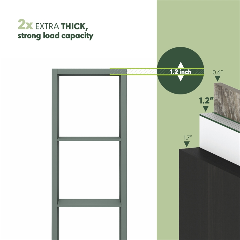 Furinno CUBICLE 5-Cube Thick Frame Reversible Open Back Bookcase Sage Green