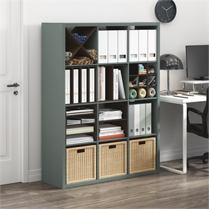 Furinno CUBICLE 12-Cube Thick Frame Reversible Open Back Bookcase Sage Green