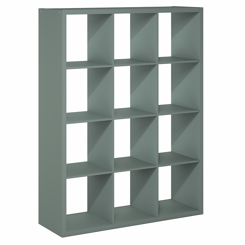 Furinno CUBICLE 12-Cube Thick Frame Reversible Open Back Bookcase Sage Green