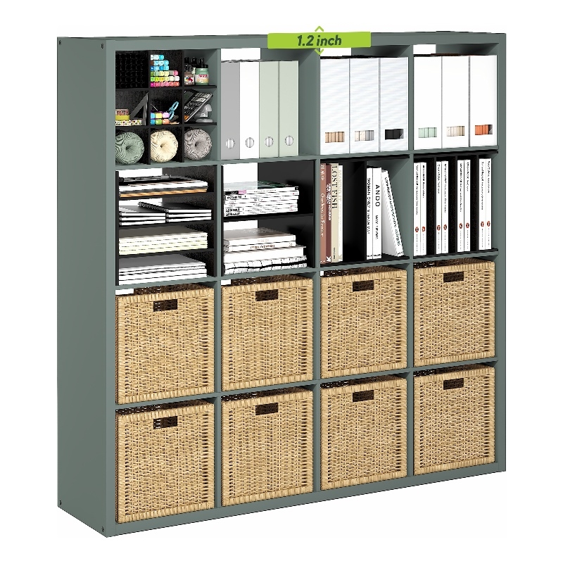 Furinno CUBICLE 16-Cube Thick Frame Reversible Open Back Bookcase Sage Green
