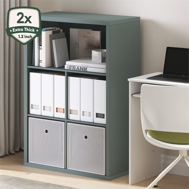 Furinno CUBICLE 5-Cube Thick Frame Reversible Closed Back Bookcase Sage Green