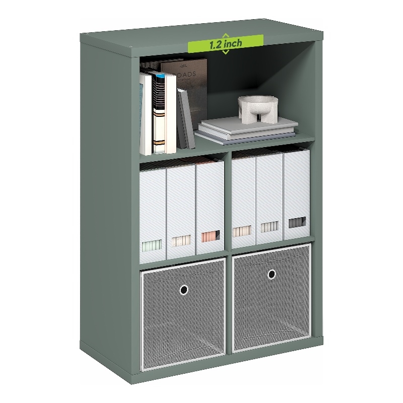 Furinno CUBICLE 5-Cube Thick Frame Reversible Closed Back Bookcase Sage Green