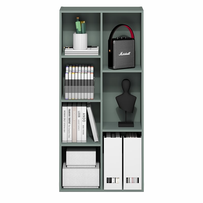 Furinno LUDER 7-Cube Bookshelf in Bookcase in Sage Green