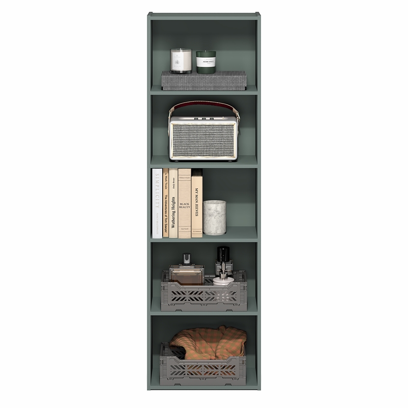 Furinno LUDER 5-Tier Bookshelf in Bookcase in Sage Green