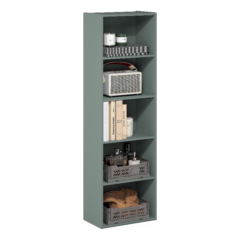 Furinno LUDER 5-Tier Bookshelf in Bookcase in Sage Green