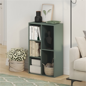 Furinno LUDER 5-Cube Bookshelf in Reversible Bookcase in Sage Green