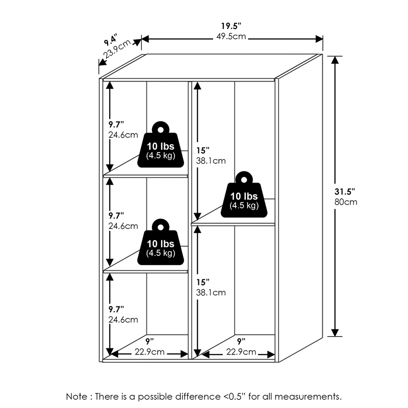 Furinno LUDER 5-Cube Bookshelf in Reversible Bookcase in Sage Green
