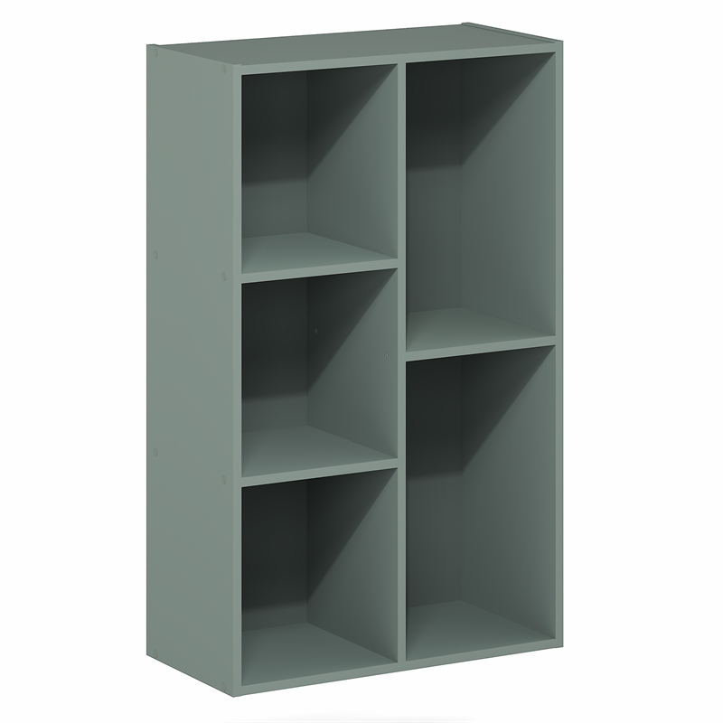 Furinno LUDER 5-Cube Bookshelf in Reversible Bookcase in Sage Green