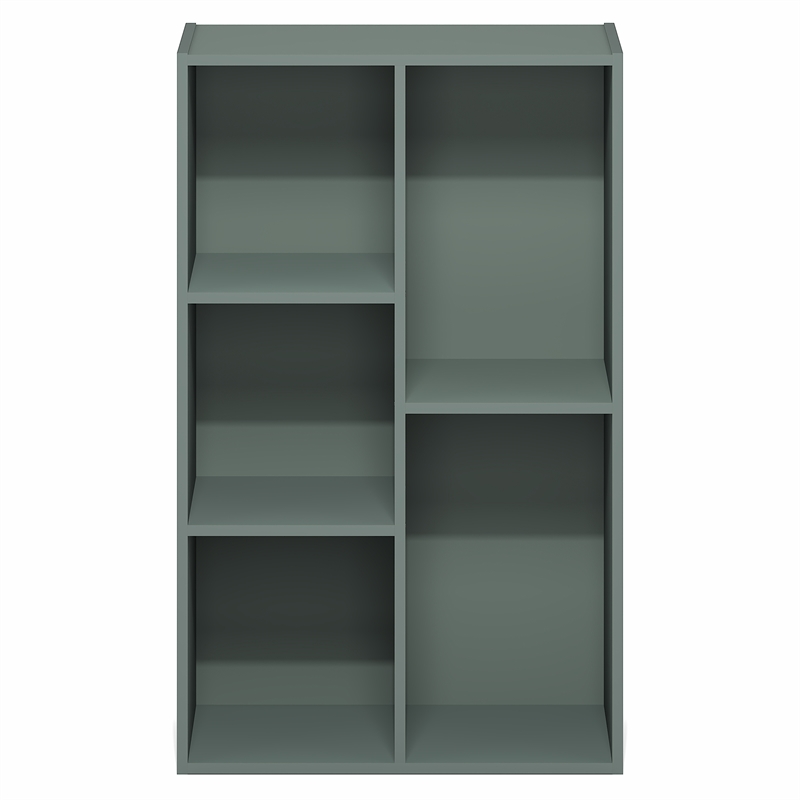 Furinno LUDER 5-Cube Bookshelf in Reversible Bookcase in Sage Green