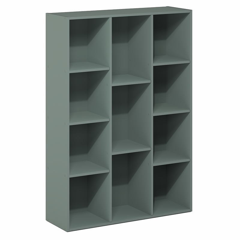 Furinno LUDER 11-Cube Reversible Bookcase in Sage Green