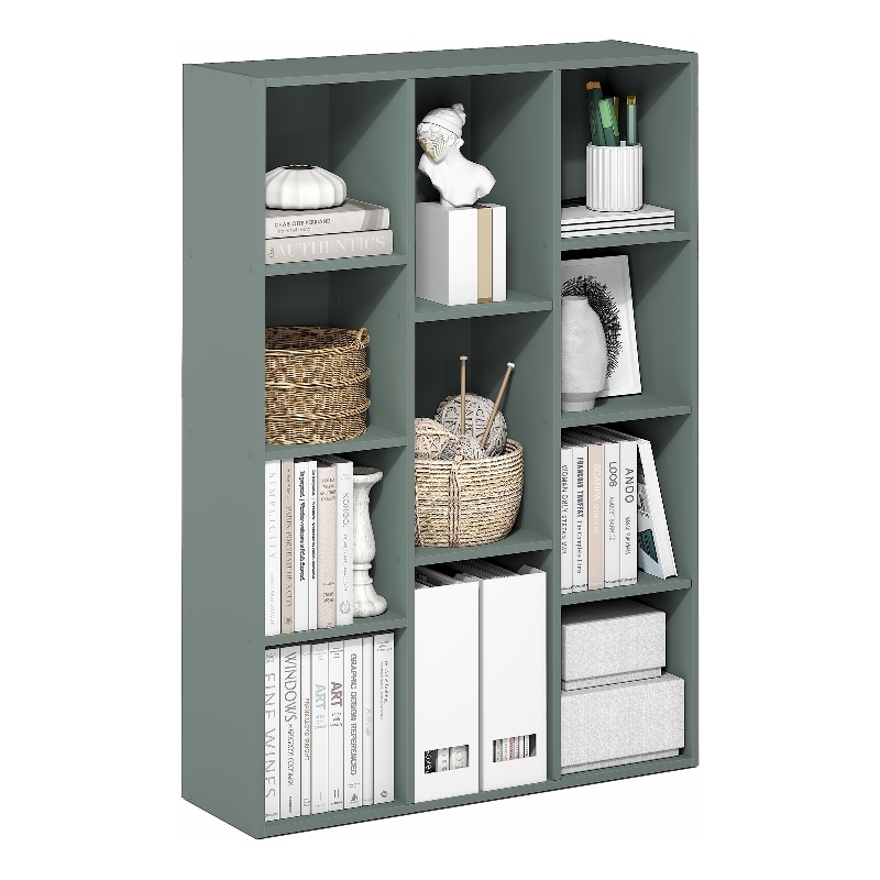 Furinno LUDER 11-Cube Reversible Bookcase in Sage Green