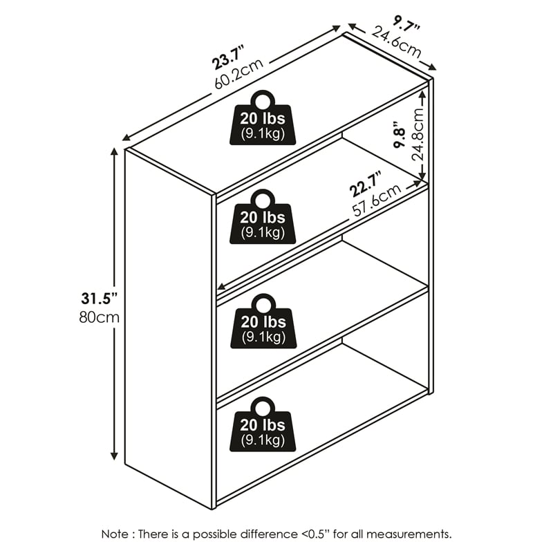 Furinno PASIR 3-Tier Bookshelf in Bookcase in Sage Green