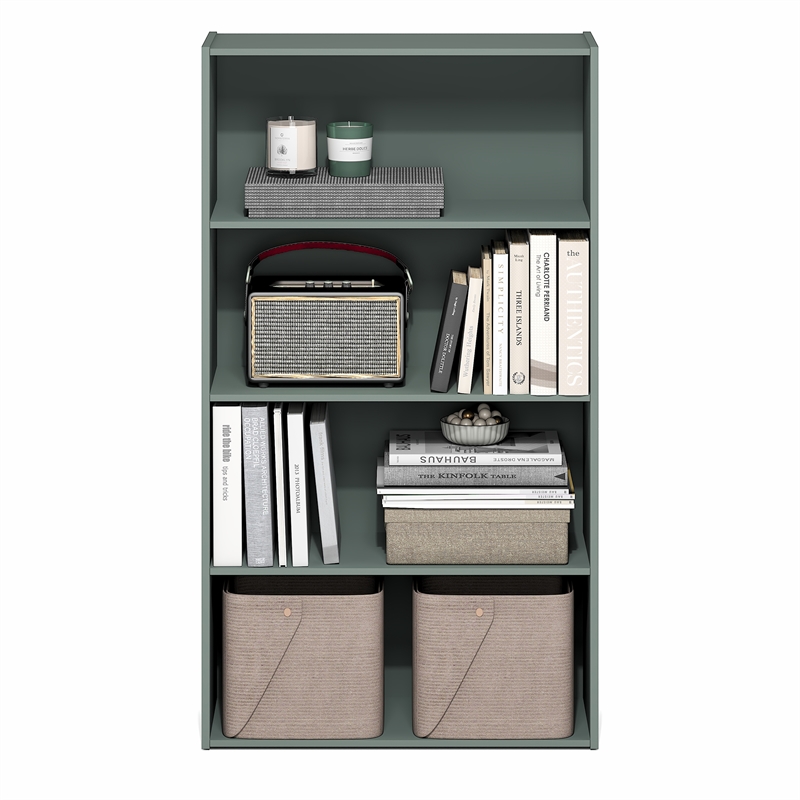 Furinno PASIR 4-Tier Bookshelf in Bookcase in Sage Green