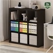Furinno CUBICLE 9-Cube Triple Thick Frame Cube Storage Organizer Black Oak