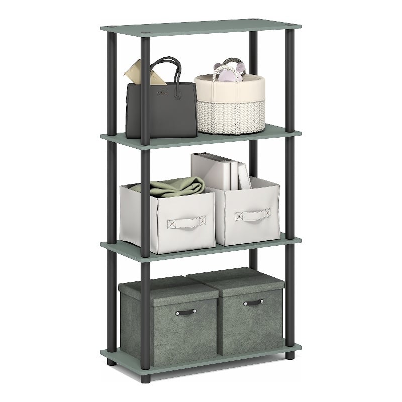 Furinno TURN-N-TUBE 4-Tier Toolless Corner Shelf in Sage Green