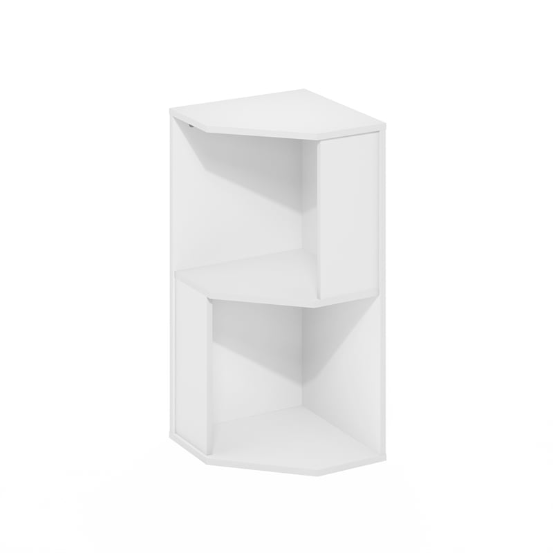 Furinno ECON Corner Bookshelf in 2 Tier Corner Shelf in Bookcase in Plain White