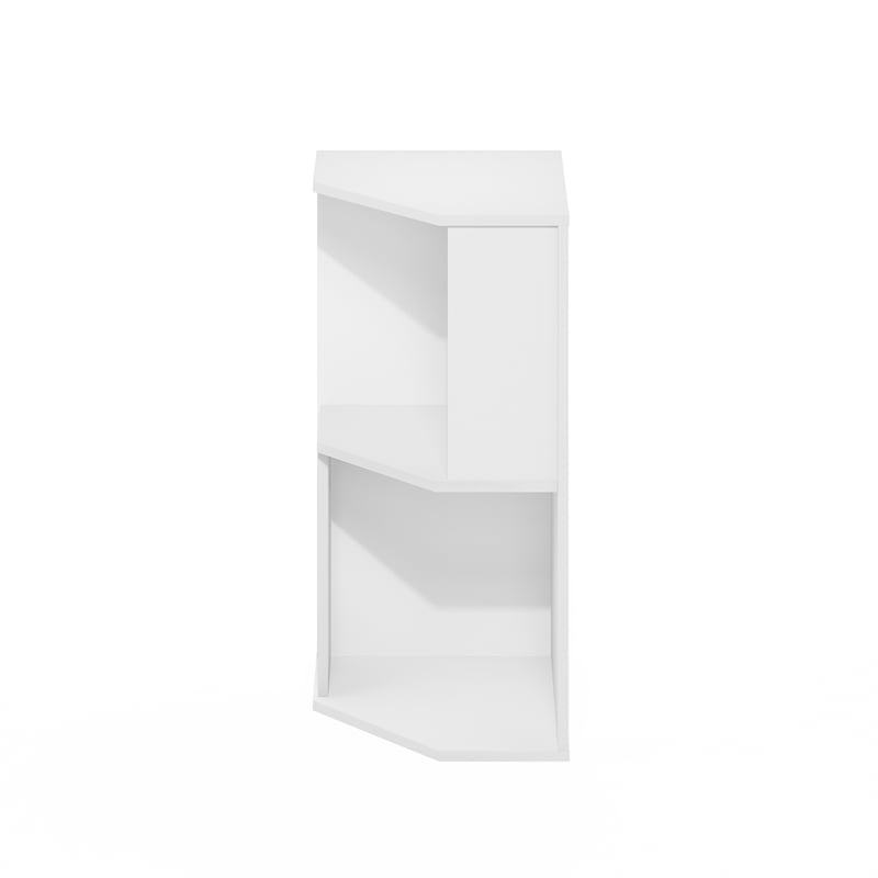 Furinno ECON Corner Bookshelf in 2 Tier Corner Shelf in Bookcase in Plain White
